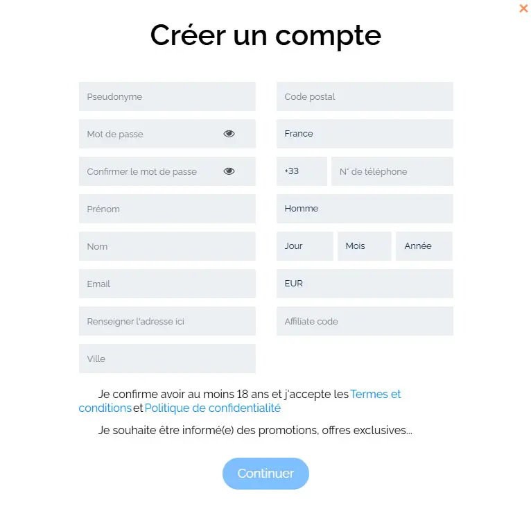 Proceso de registro IZZI CASINO